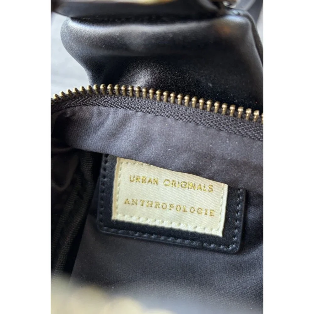 Anthropologie Urban Originals Liberty Black Woven Sling Bag CrossBody Purse Trav - Picture 5 of 6